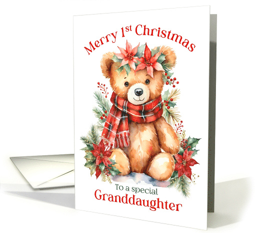 Merry First Christmas Teddy Bear for Granddaughter card (1881704)