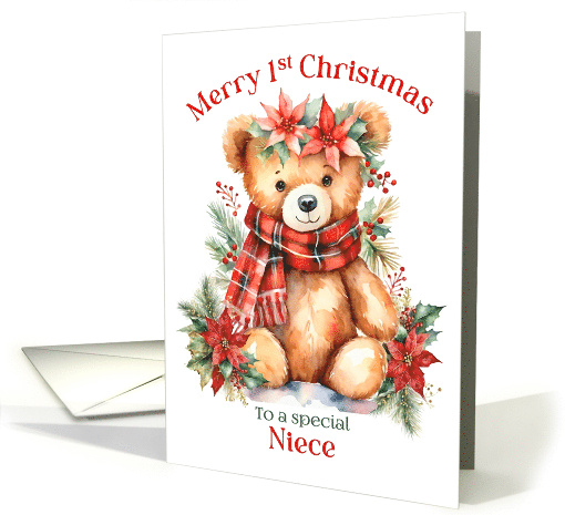 Merry First Christmas Teddy Bear for Niece card (1881710)