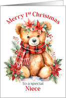 Merry First Christmas Teddy Bear for Niece card