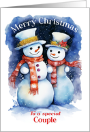 To A Special Couple Cute Snowman and Snowwoman card