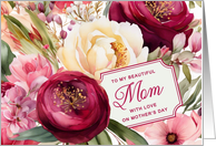 To My Mom with Love on Mothers Day Vintage Rose and Peonies card