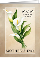 To Mom on Mothers Day Vintage White Calla Lily card