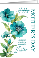 Sister Modern Mothers Day Blue Flax Flowers card