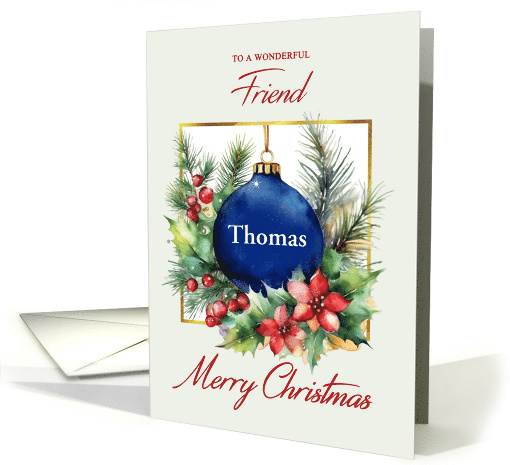Custom Name Friend Blue Christmas Ornament card (1955372)