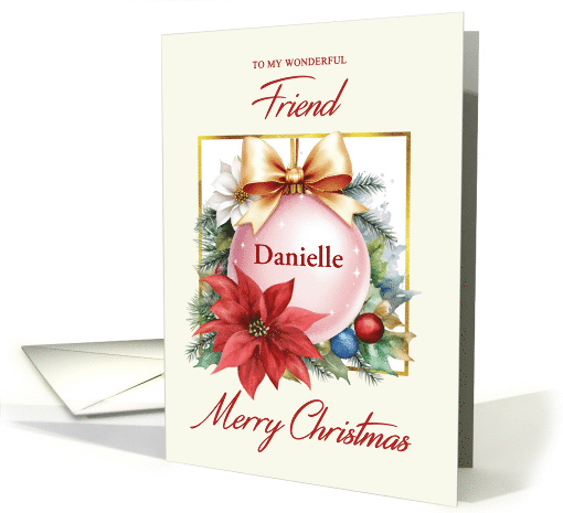 Custom Name Friend Pink Christmas Ornament card (1955374)