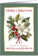 Vintage Merry Christmas Sister and Husband card