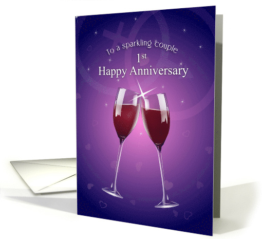 Happy 1st Anniversary Sparkling Wine Toast card (206002)