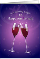 Happy 1st Anniversary Sparkling Wine Toast card