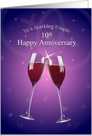 Happy 10th Anniversary Sparkling Wine Toast for Special Couple card