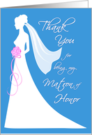 Matron of Honor Thank You Card - blue card
