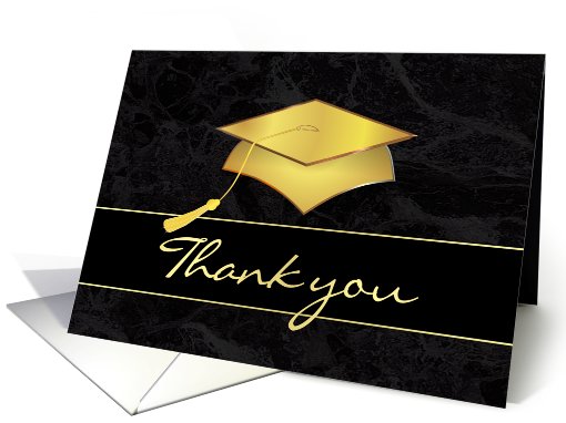 Graduation Thank You - Black and Gold card (434575)