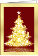 Elegant Gold Christmas Tree on Red card
