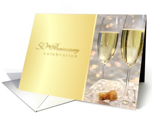 Golden 50th Anniversary Party Invitations - Champagne Celebration card