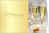 Golden 50th Anniversary Party Invitations - Champagne Celebration card