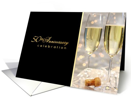 50th Anniversary Party Invitations - Champagne Celebration card