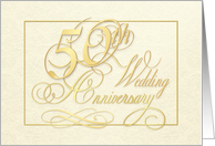 50th Anniversary Party Invitations - Elegant Gold on Ivory card