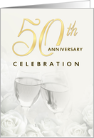 50th Anniversary Party Invitations - Elegant Champagne & Roses card