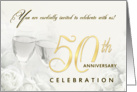 50th Anniversary Party Invitations - Elegant Champagne & Roses card