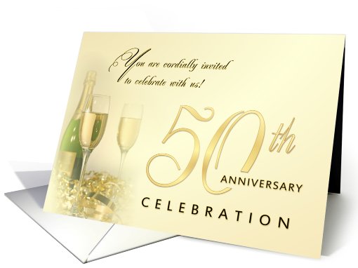 50th Anniversary Party Invitations - Champagne Mist card (771656)