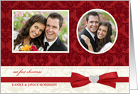 Our First Christmas - Holiday Greeting Cards with 2 Custom Photo Frames - Elegant Gold with Holly card