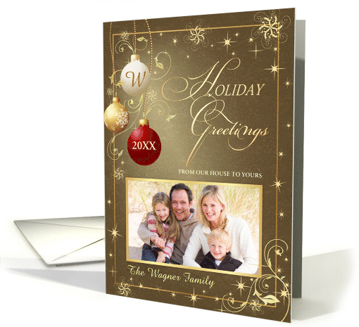 Holiday Greetings Photo Antique Ornaments card (861488)