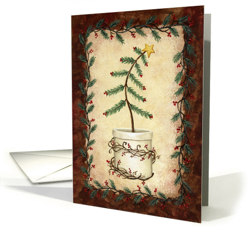 Primitive Christmas Tree card (98215)