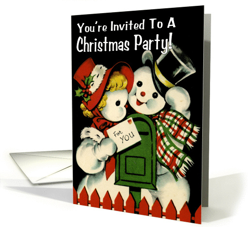Retro-Style Snowman Christmas Party Invitation card (288880)