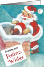 Santa Climbs Down the Chimney Festivus Card