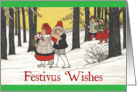 Retro-Style Holiday Revelers Festivus Card