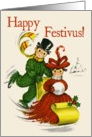 Sledding Couple Happy Festivus Card