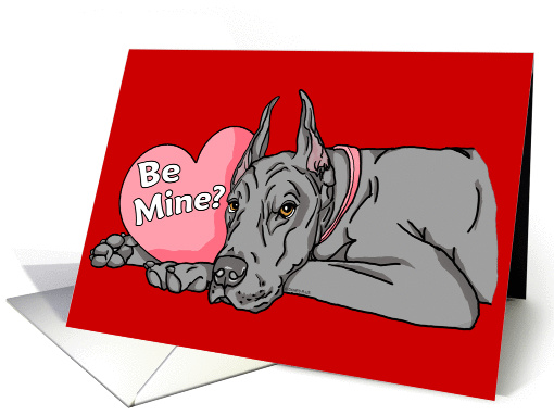 Great Dane Black Valentine's Day card (143153)