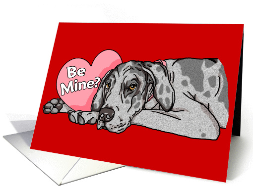 Great Dane Merle UC Valentine's Day card (143341)