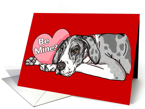 Great Dane MerleB UC Valentine's Day card (143343)