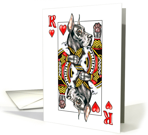 Great Dane Blk King of Hearts Valentine's Day card (143927)