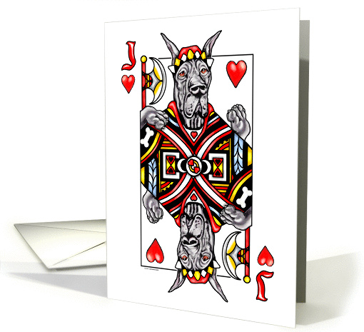 Great Dane Blk Jack of Hearts Valentine's Day card (143931)
