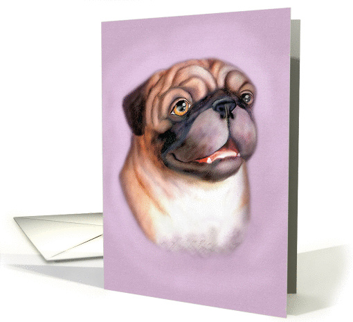 Painted Fawn Pug on Purple card (161243)