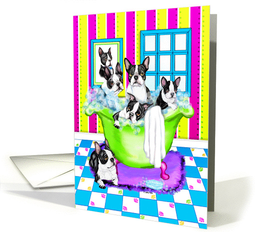 Boston Terrier Dog Bath Tub Full card (232179)