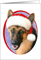 German Shepherd Dog Christmas Santa GSD card
