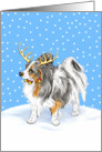Papillon Dog Christmas Reindeer Tri Color card