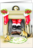 Pug Dog Christmas Santa Drops In card