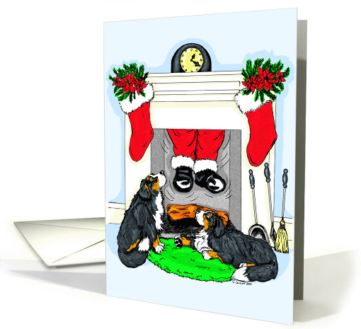 Bernese Mountain Dog Christmas Santa Drops In card (269582)