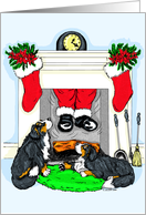 Bernese Mountain Dog Christmas Santa Drops In card