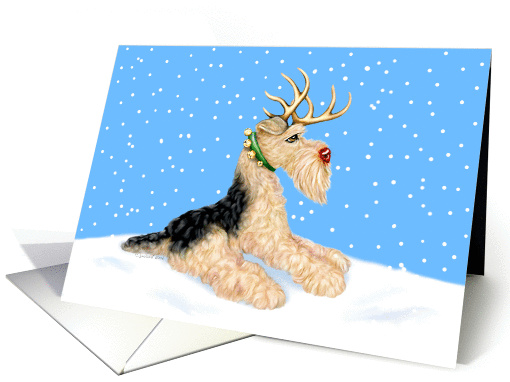 Airedale Terrier Christmas Reindeer Dale Deer card (270025)