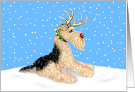 Airedale Terrier Christmas Reindeer Dale Deer card