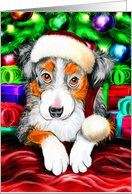 Australian Shepherd Pup Dog Christmas card