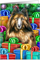 Belgian Tervuren Dog Christmas Open Gifts card
