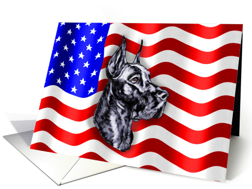 Great Dane Black Dog Patriot US Flag card (270129)