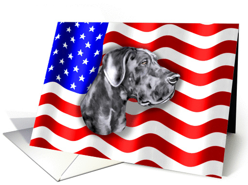 Great Dane Blue Dog Patriot US Flag card (270133)