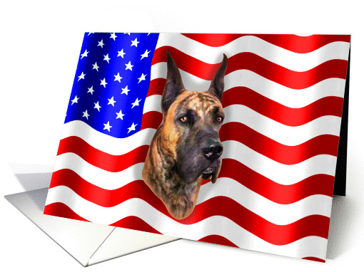 Great Dane Brindle Dog Patriot US Flag card (270323)