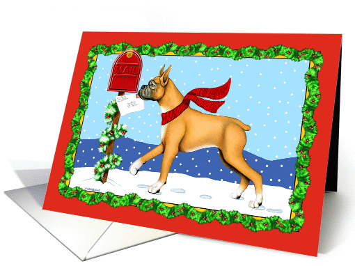 Boxer Dog Christmas Holiday Mail card (270343)